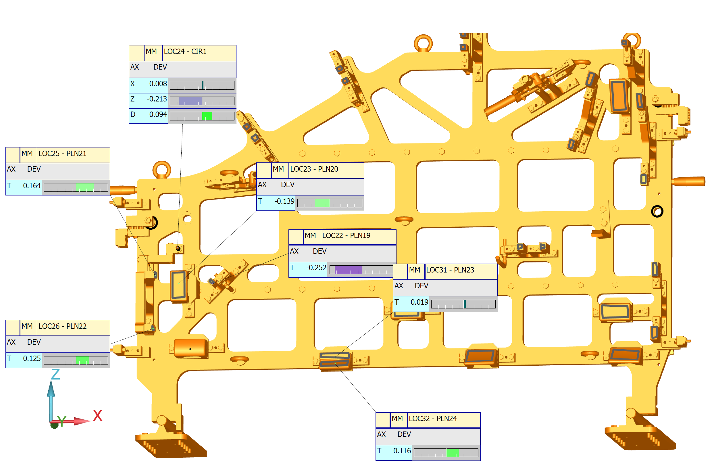 3D Measurement Reports Showing Position and Deviation to CAD Nominal